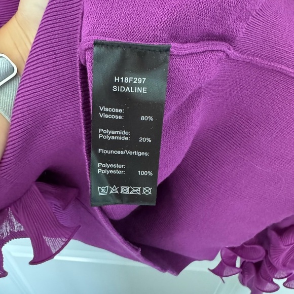 Anne Fontaine Purple Sidaline Pleated Ruffle Sweater Mock Neck 44 Euro/ W 12 - Picture 9 of 10